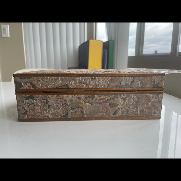 Rare Vintage Mark Cross Wood Fabric Jewelry Box Chest Collectible - Picture 8 of 10